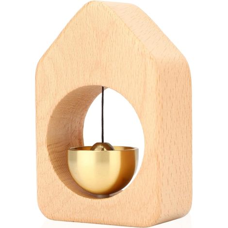 1 Cloche de porte, Bois et cuivre, Aimantée, Adhésif double face, Pour café magasin entrée réfrigérateur
