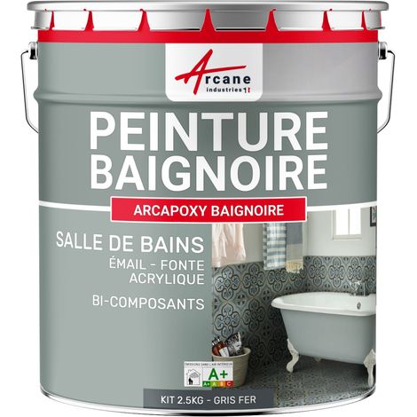 Peinture baignoire et lavabo, résine de rénovation, pour émail, acrylique et fonte, Arcane industries - 2.5 kg (jusqu'à 8 m² en 2 couches) Gris fer - RAL 7011 - ARCANE INDUSTRIES (1/5)