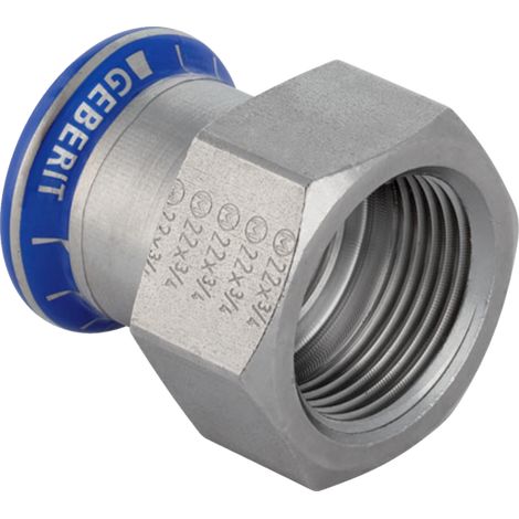 Manchon de transition Mapress en acier inoxydable, sans silicone, avec filetage femelle, d15 mm x Rp 3/4", manchon de transition