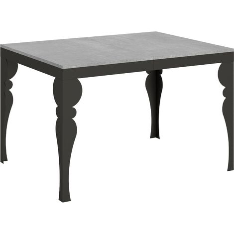 Table extensible pieds acier anthracite Torza evolution 120 à 224 cm 4 pieds-Gris ciment-4 pieds-120 à 224 cm (1/5)