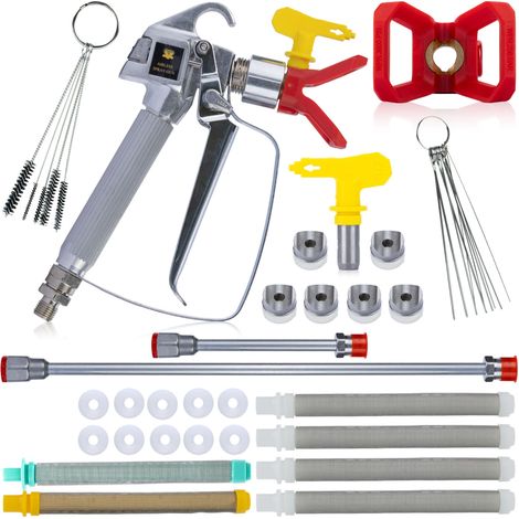 Rosfix Pistolet à Peinture avec Buse + Cure-Pipes + 517 – Jet 25 cm, 0,009"  Pour Latex, Ignifuges, Élastomères (1/5)