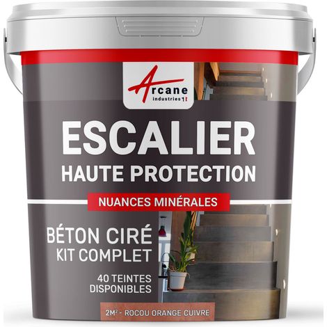 Béton ciré escalier, kit complet - 2 m² (en 2 couches) Rocou Orange Cuivre - ARCANE INDUSTRIES