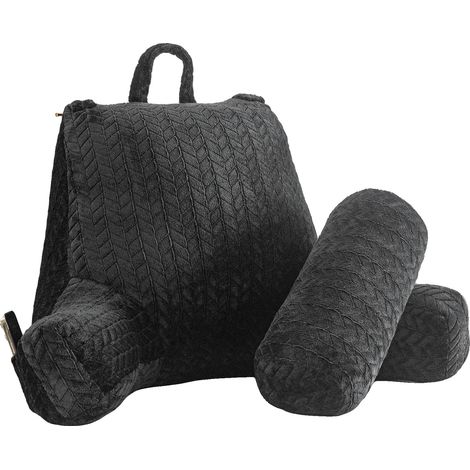Cojín de lectura, soporte ergonómico, práctico bolsillo lateral, color negro, 65 x 85 cm. (1/2)