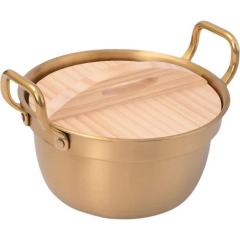 Casserole - Acier Inoxydable 304 - Compatible Plaque À Induction Et Gaz - Diamètre 17 Cm - Hauteur 8 5 Cm - Capacité 800 Ml - Avec Couvercle En Bois - 1 Pièce (1/5)