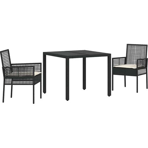 Maison Exclusive - Garten Essgruppe 3 pcs Schwarz Poly-Rattan