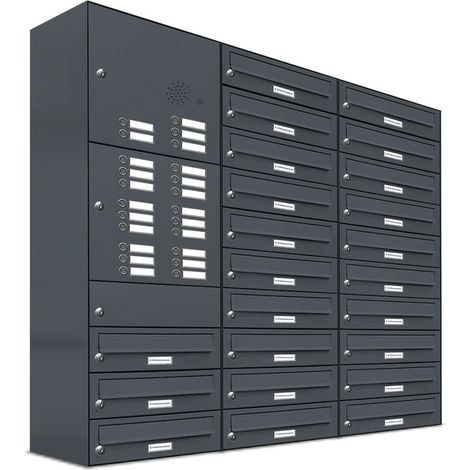 23er Briefkasten Anlage Aufputz - Wandmontage RAL 7016 Anthrazit Klingel (1/5)