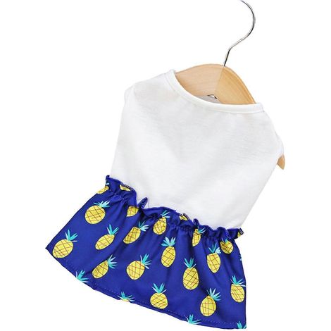 Robe-jupe chiot pour chien, jupe de plage à volants ananas, robe de plage chiot et chats sur ananas, blanche, taille XS (1/5)