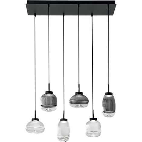 Suspension LED rectangulaire 6 lumières design Ekos 6 (1/2)