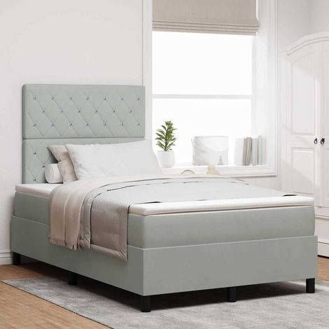 LED Boxspringbett mit Matratze Hellgrau 120 x 200 cm Samt (1/5)