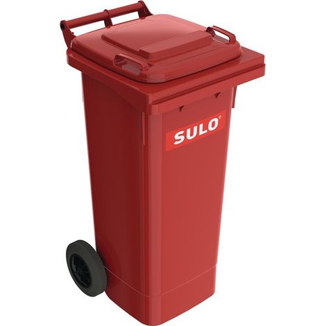 Contenedor de basura grande 80l HDPE rojo móvil según EN 840 SULO