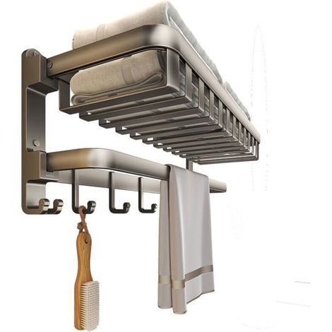 Porte-serviettes espace pliant aluminium salle de bain maille panier porte-serviettes accessoires de salle de bain accessoires de (1/5)