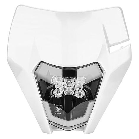 Plaque Phare Avant Moto,Phare LED Moto Universel 125 250 250 450 350 450 525 640LC4 Dirt Bike Enduro Supermoto 50cc-Blanc (1/5)