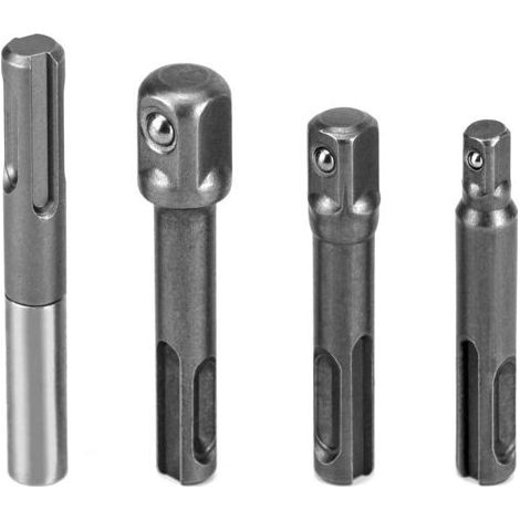 Jeu d'adaptateurs de clé à douille SDS Plus, adaptateur hexagonal 1/4" + rallonge de support de perceuse carré 1/4", 3/8", 1/2" (1/5)