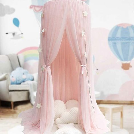 Moustiquaire de style princesse pour lits de filles, idéale pour décorer les chambres et les salles de jeux, design en forme de dôme, fabriquée en fil. (1/4)