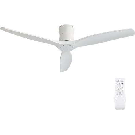 Ventilateur de Plafond Sans Lumière 132 cm en Bois Massif Moteur DC Silencieux avec Télécommande Ventilateur Plafond Bas Design Moderne (1/5)