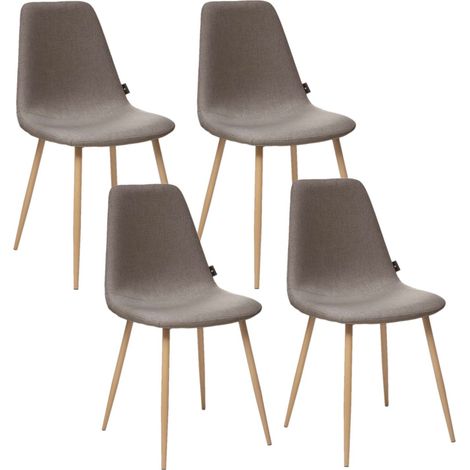 Atmosphera – Lot de 4 chaises scandinaves en panneaux de particules et acier – Revêtement polyuréthane – Dimensions L. 45 x l. 53 x H. 87 cm (1/3)