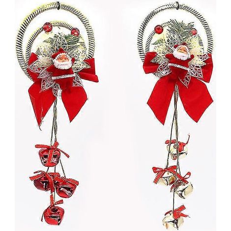 Ornement Suspendu De Noël Père Noël Cloches En Bois Décoration Suspendue Pour Mur Porte Sapin De Noël Fournitures De Décoration De Fêtes Pour Intérieur Et Extérieur ( 2 Pièces Doré (1/5)