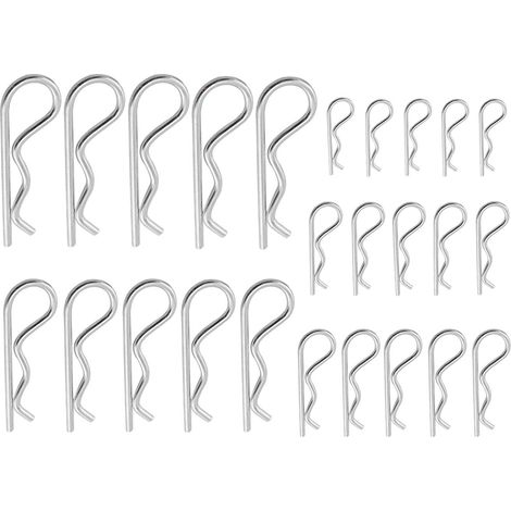 100 einzelne Stiftkombinationssets, robuste R-Clip-Befestigungsstifte, verzinkte Haarnadeln für Klettverschlusssysteme – 6 Größen (1/5)