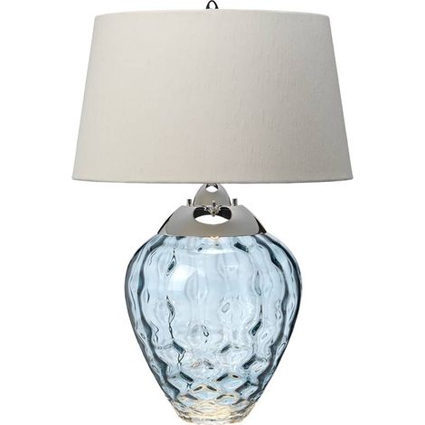Samara Lampe à Poser Metal Work Nickel Poli, Verre Bleu Clair (1/5)