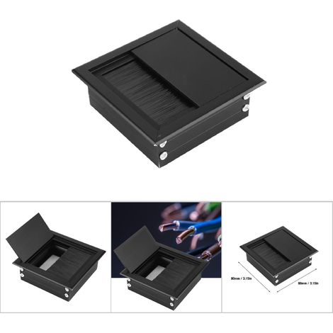 2 pièces Cache-fils rectangulaire en alliage d'aluminium avec brosse pour bureau (1/5)