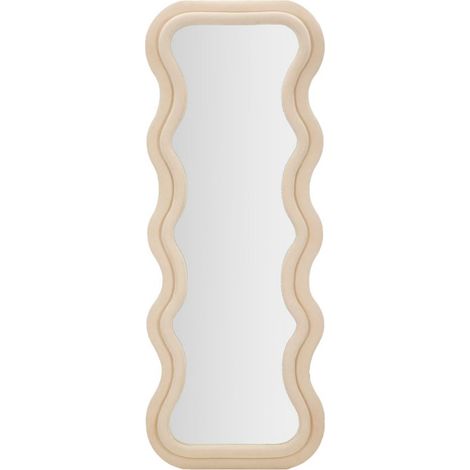 Specchio da parete in velluto crema, 60x6x160 cm – Emily (1/5)