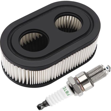 Pcs Lawn Mower Air Filter and 1 Pcs Spark Plug, Compatible with Briggs & Stratton 798452 593260 Engine