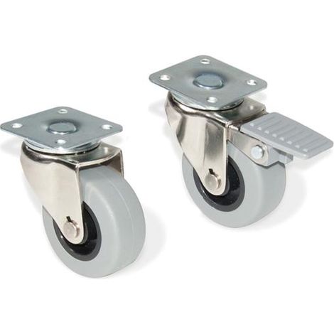 Rueda  Slip gris-negro con pletina - 50mm / 65mm / 35Kg / Sin freno