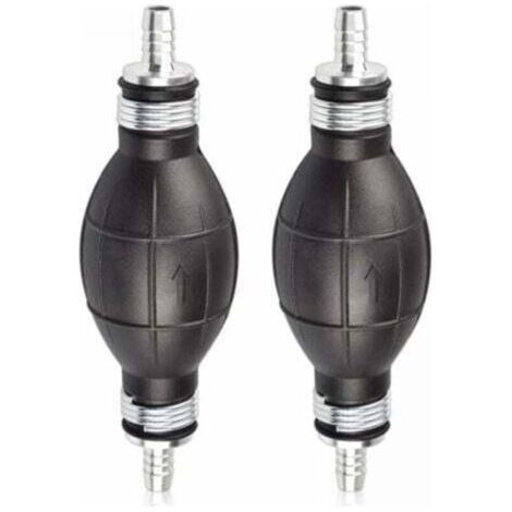Pompe à essence manuelle 8mm - Noir - Caoutchouc & Aluminium - Lot de 2 - Amorçage rapide pour voiture, moto et bateau (1/4)