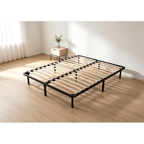 Kosmi - Sommier à Lattes – Lattes Multiplis en Bois, Cadre Métal Renforcé, 9 Pieds de 20 cm, Sommier Kit (1/4)