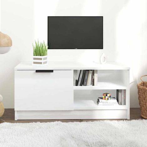 vidaXL TV Cabinet High Gloss White 80x35x36,5 cm Engineered Wood (1/5)