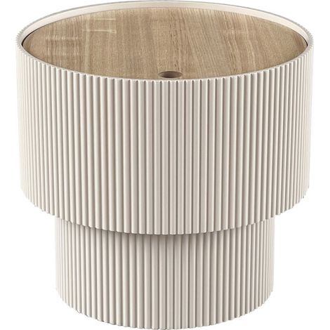 Drawer – Table d'appoint ronde avec rangement en bois médium et placage chêne – Ø38,5cm – Hauteur 35cm – Style contemporain (1/4)