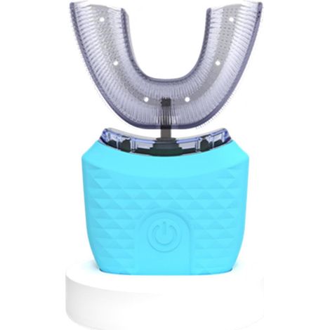 Brosse à dents électrique en forme de U, étanche selon la norme IPX7, brosse à dents électrique en forme de U à 360°, brosse à dents intelligente, brosse à dents électrique en silicone, bleue