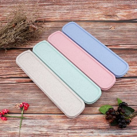 Boîte à couverts portable, boîte de rangement pour couverts de voyage, coffret à couverts (beige) (1/5)