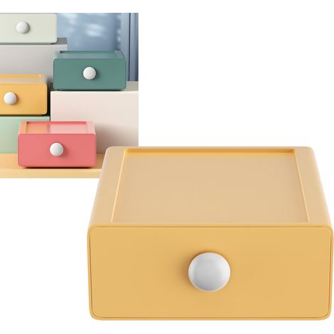 Aufbewahrungsbox für Schreibtischschublade, multifunktional, platzsparend, großes Fassungsvermögen, Aufbewahrungsorganizer für Büro- und Haushaltsartikel, Gelb (1/5)