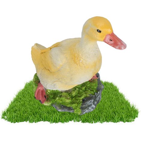 Figura decorativa de pato, escultura de resina, pintada a mano, impermeable, dimensiones 15 x 9 x 18 cm, amarilla, para jardín y hogar. (1/5)