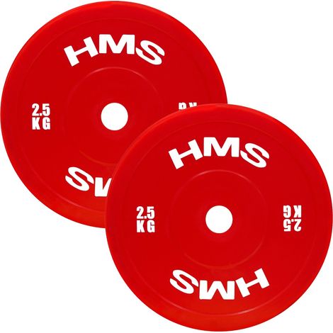Discos de pesas olímpicos rojos, 2 x 2,5 kg, material PE