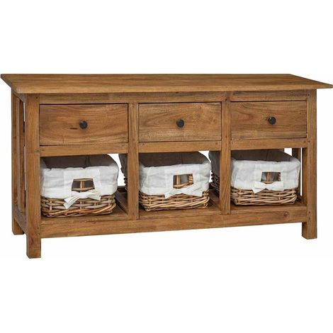 vidaXL Buffet bois d'acajou massif 100x30x50 cm (1/5)