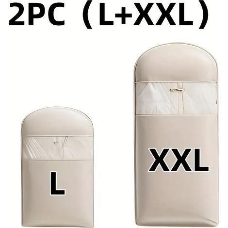 Filiyano-2 housses de compression anti-poussière pour doudounes, vêtements, sacs à poussière, beige (L+XXL) (1/4)