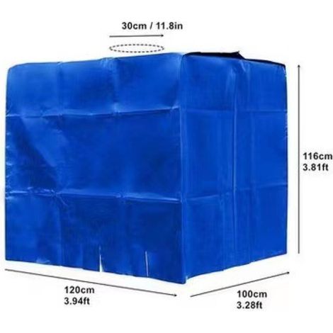Couvercle de réservoir d'eau 120x100x116 cm (bleu), adapté aux réservoirs d'eau de 1000 litres, couvercle de protection pour réservoir d'eau, résistant à la poussière, aux UV et à la pluie. (1/5)