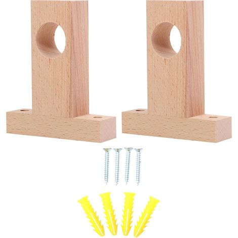 Supports de tringle à rideaux de plafond (2 pièces) en bois robuste pour rideau de douche de salle de bain (1/5)