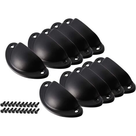 Lot de 10 poignées de tiroir vintage en coquillage antique avec vis Noir (1/5)