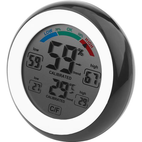 Kreatives digitales LCD-Thermometer mit Hygrometer, schwarzes elektronisches Feuchtigkeitsmessgerät, Wandthermometer für den Innenbereich, genaue Temperatur- und Feuchtigkeitsmessung, für den Heimgebr (1/5)