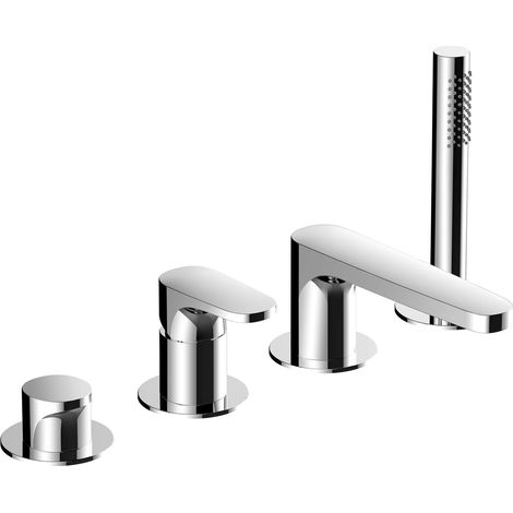 RAK Portofino Chrome Deck Mounted 4 Tap Hole Bath Shower Mixer Tap - RAKPOR3013C (1/2)