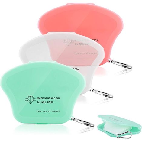 Juego de 3 cajas para mascarillas, caja de almacenamiento para mascarillas, caja portátil de plástico a prueba de polvo, impermeable, a prueba de polvo, con llavero para viajes al aire libre - Fei Yu (1/5)