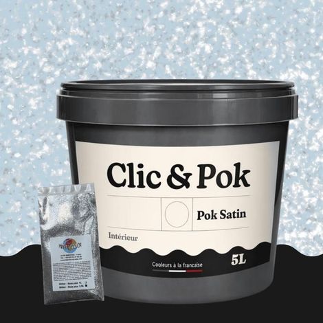 Peinture Effet Pailleté pour Murs & Plafonds - POK PAILLETTE - 5L - Bleu Polaire (1/4)