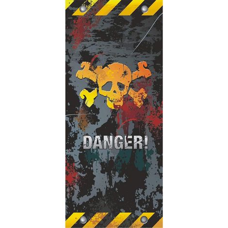 Poster porte Tête de mort avec slogan Danger, 90 x 202 cm (1/3)