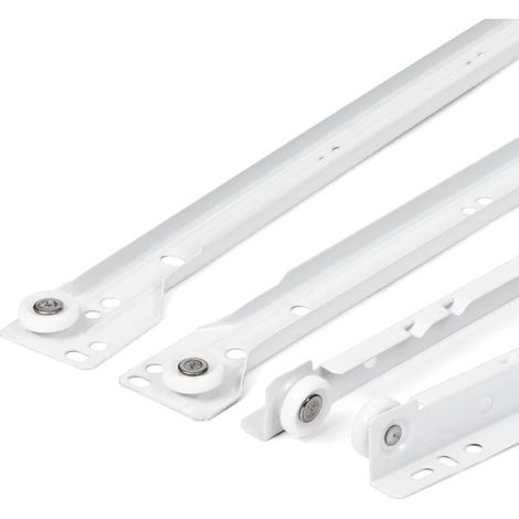 Ulisem – Coulisse pour tiroir 400 mm – Lot de 2 – Système de glissière à sortie partielle – Acier peint blanc – Charge max 20 kg