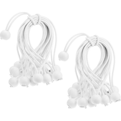 50pièces tendeur élastiques avec Boules, 15 cm, tendeur en Caoutchouc Blancs, adaptés pour Les tentes de Camping, Les bâches, Les bannières, Les Articles ménagers. (1/5)