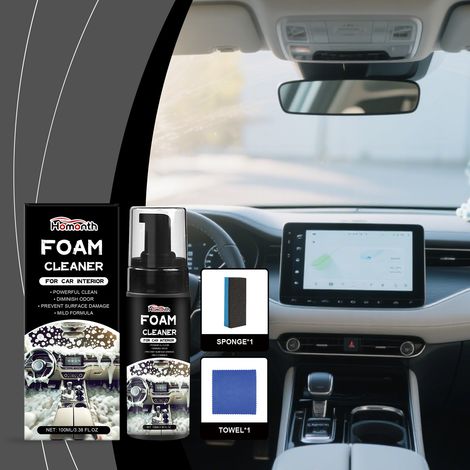 Auto-Innenraum-Reinigungsset mit Schaum – Entfernt Flecken im Innenraum und schützt Leder – 100 ml x 1 + Handtuch x 1 + Schwamm x 1 -- BIEMMEDUE (1/5)