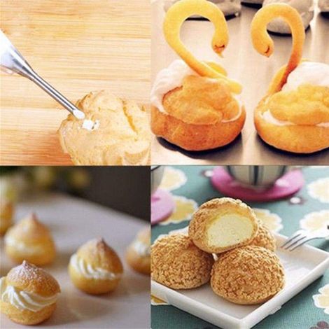 3-teiliges Set Edelstahl-Windbeuteltüllen, Spritztüllen zum Dekorieren von Cupcakes und Kuchen (1/5)